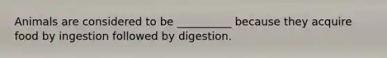 Animals are considered to be __________ because they acquire food by ingestion followed by digestion.