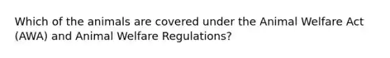 Which of the animals are covered under the Animal Welfare Act (AWA) and Animal Welfare Regulations?