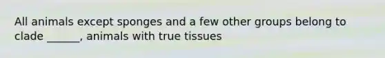 All animals except sponges and a few other groups belong to clade ______, animals with true tissues