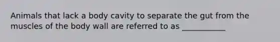 Animals that lack a body cavity to separate the gut from the muscles of the body wall are referred to as ___________