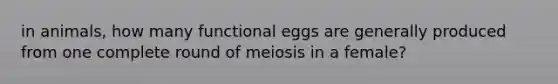 in animals, how many functional eggs are generally produced from one complete round of meiosis in a female?