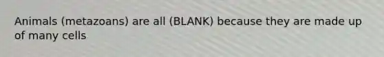 Animals (metazoans) are all (BLANK) because they are made up of many cells