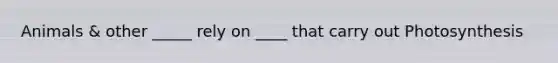 Animals & other _____ rely on ____ that carry out Photosynthesis