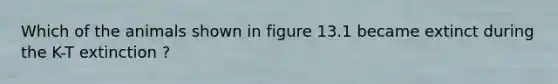 Which of the animals shown in figure 13.1 became extinct during the K-T extinction ?