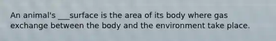 An animal's ___surface is the area of its body where <a href='https://www.questionai.com/knowledge/kU8LNOksTA-gas-exchange' class='anchor-knowledge'>gas exchange</a> between the body and the environment take place.