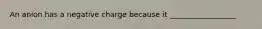 An anion has a negative charge because it __________________