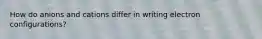 How do anions and cations differ in writing electron configurations?