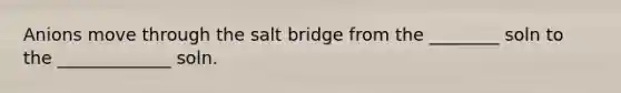 Anions move through the salt bridge from the ________ soln to the _____________ soln.