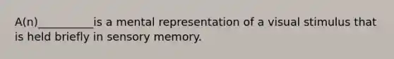 A(n)__________is a mental representation of a visual stimulus that is held briefly in sensory memory.