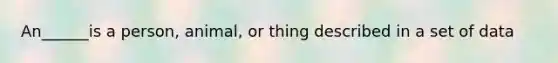 An______is a person, animal, or thing described in a set of data