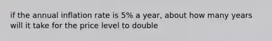 if the annual inflation rate is 5% a year, about how many years will it take for the price level to double