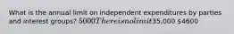 What is the annual limit on independent expenditures by parties and interest groups? 5000 There is no limit35,000 4600