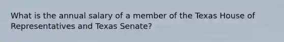 What is the annual salary of a member of the Texas House of Representatives and Texas Senate?