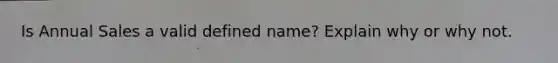 Is Annual Sales a valid defined name? Explain why or why not.