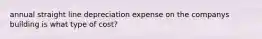 annual straight line depreciation expense on the companys building is what type of cost?