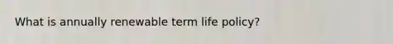 What is annually renewable term life policy?