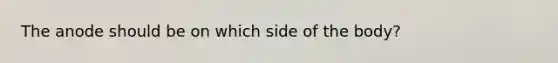 The anode should be on which side of the body?