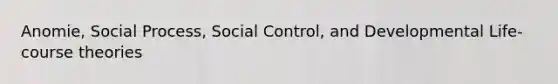 Anomie, Social Process, Social Control, and Developmental Life-course theories