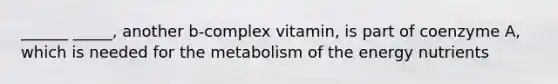 ______ _____, another b-complex vitamin, is part of coenzyme A, which is needed for the metabolism of the energy nutrients