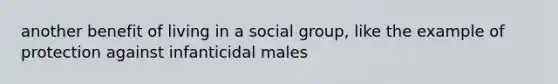 another benefit of living in a social group, like the example of protection against infanticidal males