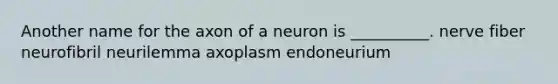 Another name for the axon of a neuron is __________. nerve fiber neurofibril neurilemma axoplasm endoneurium