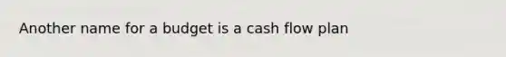 Another name for a budget is a cash flow plan