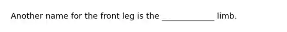 Another name for the front leg is the _____________ limb.