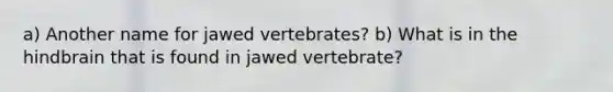 a) Another name for jawed vertebrates? b) What is in the hindbrain that is found in jawed vertebrate?