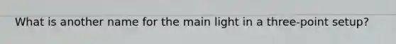 What is another name for the main light in a three-point setup?