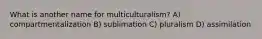 What is another name for multiculturalism? A) compartmentalization B) sublimation C) pluralism D) assimilation