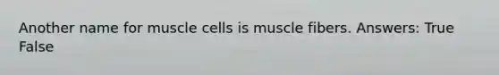 Another name for muscle cells is muscle fibers. Answers: True False