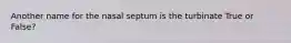 Another name for the nasal septum is the turbinate True or False?