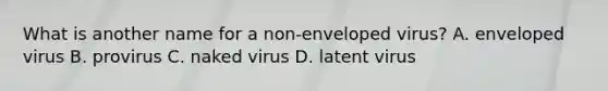 What is another name for a non-enveloped virus? A. enveloped virus B. provirus C. naked virus D. latent virus