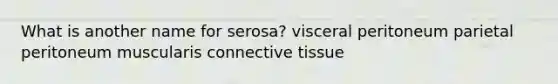 What is another name for serosa? visceral peritoneum parietal peritoneum muscularis connective tissue