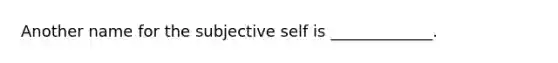 Another name for the subjective self is _____________.