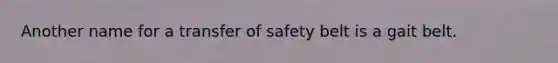 Another name for a transfer of safety belt is a gait belt.