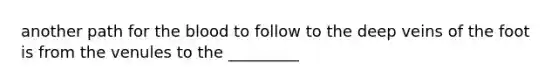 another path for <a href='https://www.questionai.com/knowledge/k7oXMfj7lk-the-blood' class='anchor-knowledge'>the blood</a> to follow to the deep veins of the foot is from the venules to the _________