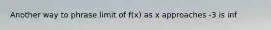 Another way to phrase limit of f(x) as x approaches -3 is inf