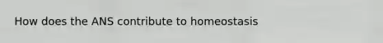 How does the ANS contribute to homeostasis