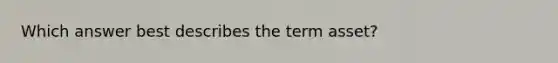 Which answer best describes the term asset?