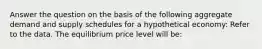 Answer the question on the basis of the following aggregate demand and supply schedules for a hypothetical economy: Refer to the data. The equilibrium price level will be: