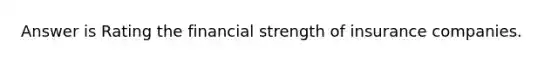 Answer is Rating the financial strength of insurance companies.