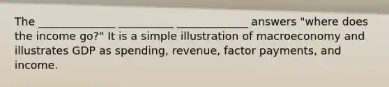 The ______________ __________ _____________ answers "where does the income go?" It is a simple illustration of macroeconomy and illustrates GDP as spending, revenue, factor payments, and income.