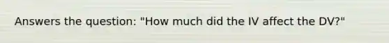 Answers the question: "How much did the IV affect the DV?"