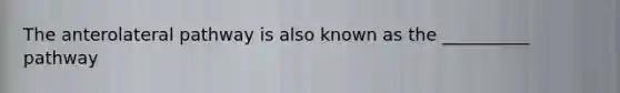 The anterolateral pathway is also known as the __________ pathway