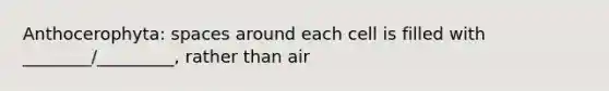 Anthocerophyta: spaces around each cell is filled with ________/_________, rather than air