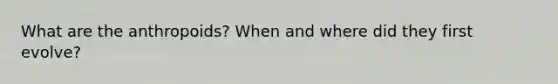 What are the anthropoids? When and where did they first evolve?