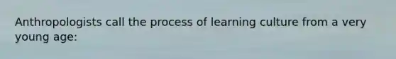 Anthropologists call the process of learning culture from a very young age: