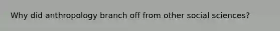Why did anthropology branch off from other social sciences?