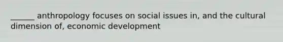 ______ anthropology focuses on social issues in, and the cultural dimension of, economic development